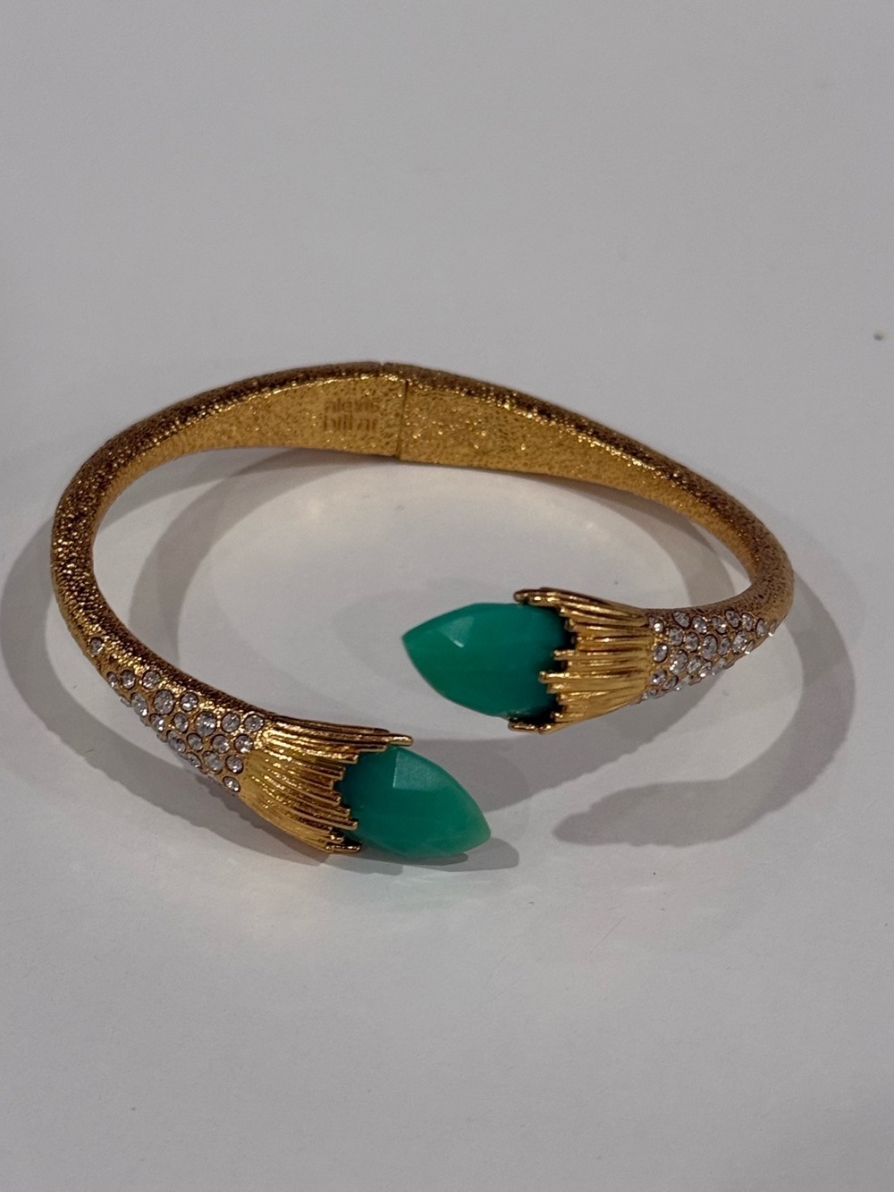Alexis Bittar Gold-Tone Cuff Bracelet with Green Stone Tips